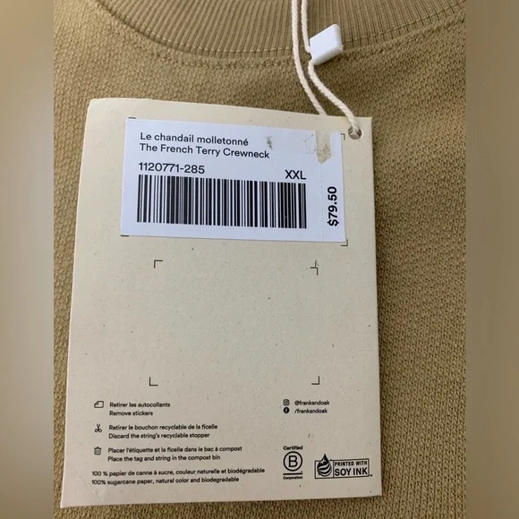 NWT Frank And Oak Sweater Men’s Organic Cotton French Terry Crewneck Size XXL - Picture 9 of 16